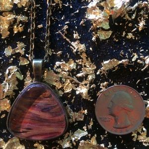 Red Gold Acrylic Pour Necklace